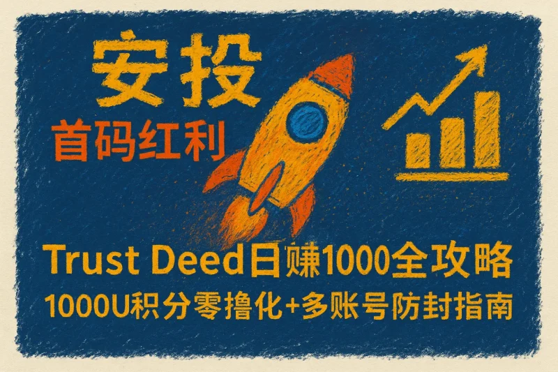 🚀【首码红利】Trust Deed日赚$1000全攻略：1000U积分零撸量化+多账号防封指南-asafk安投
